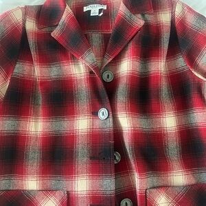 Pendleton Women's Red and Cream Plaid Blazer